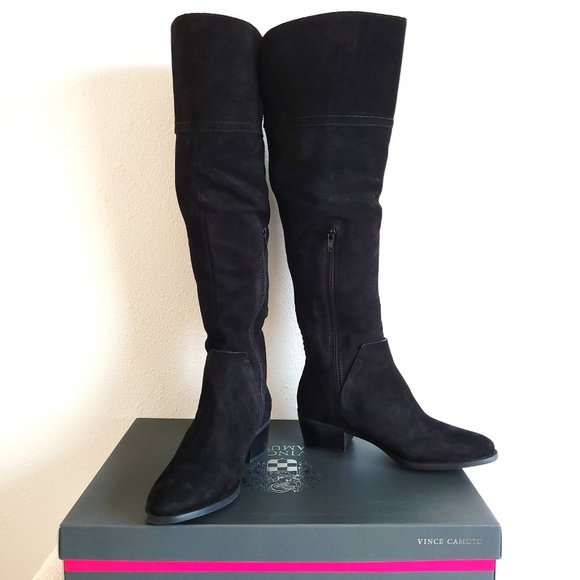 New Vince Camuto Bendra Suede Over the Knee Boots in black - Picture 5 of 13